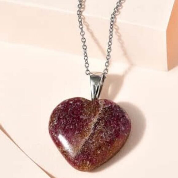 Karis Rhodonite Heart Pendant Necklace - Picture 5 of 15